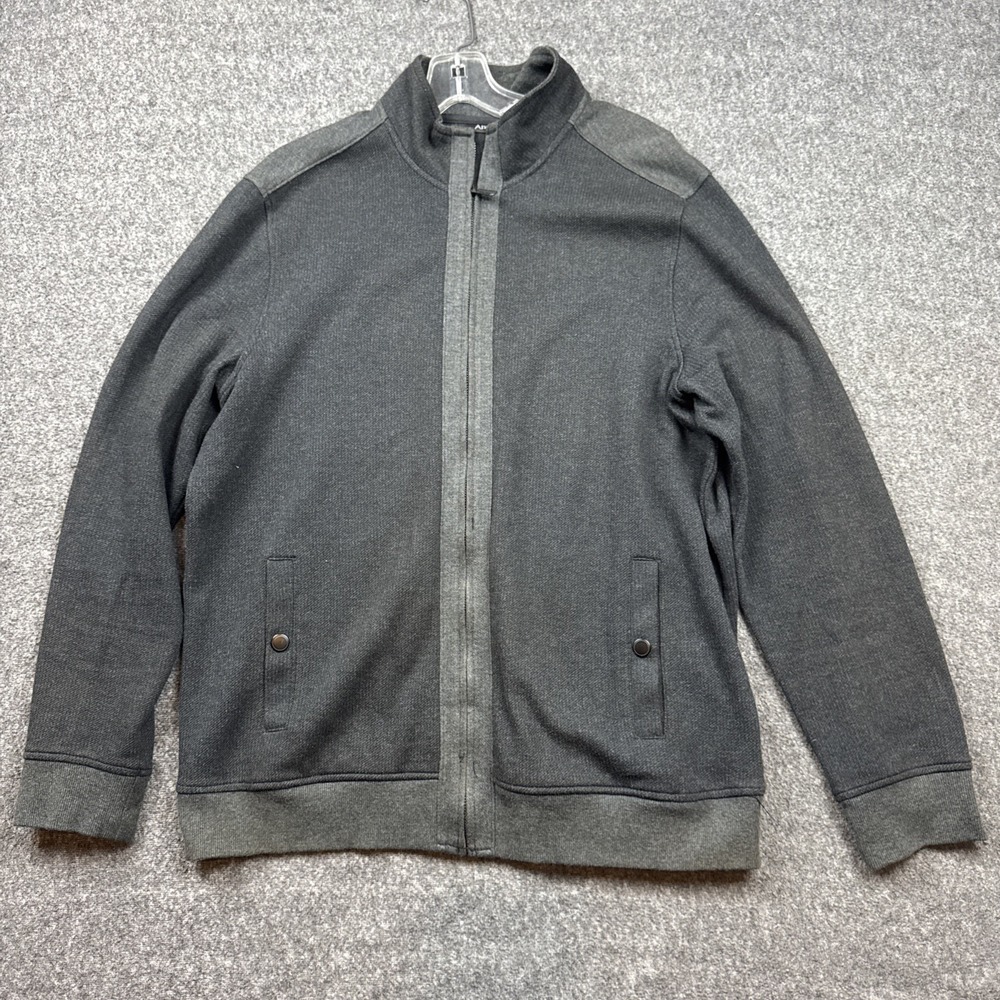 Apt. 9 Men's Black Gray Full Zip Jacket Size Large Mock Neck